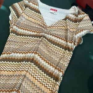 GAS Y2K Abstract Printed Baby Tee W Tie Belt Detailing Size Large